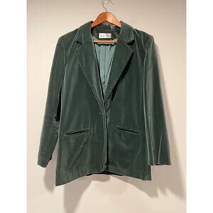 Baxter & Wells Sage Green Velvet Cotton Women's One Button Blazer Jacket 10 JL